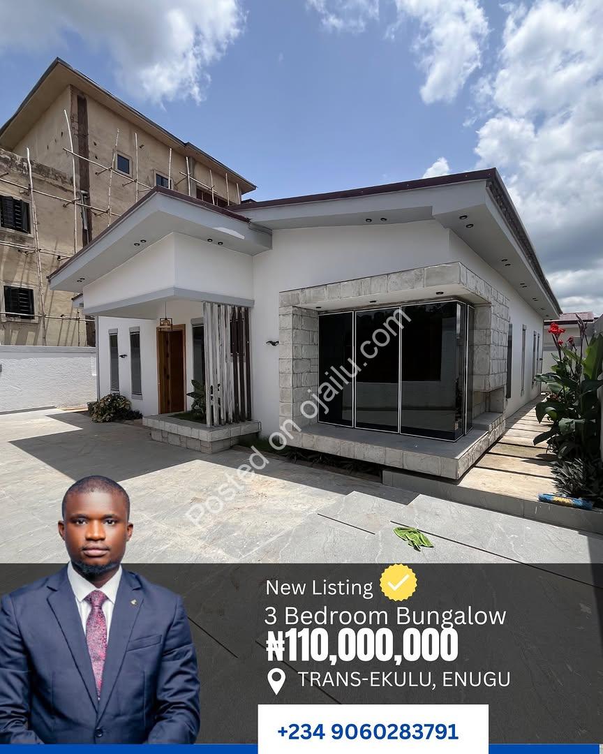 Enugu’s Finest: 3-Bed Ensuite Bungalow in Trans-Ekulu