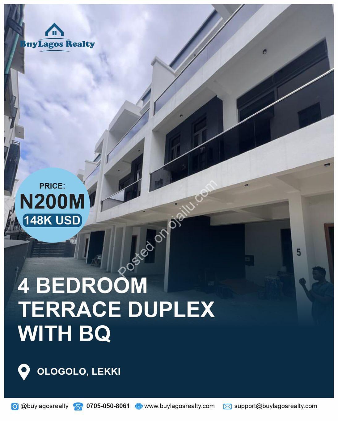 Your Dream Home Awaits: 4BR Terrace Duplex with BQ in Ologolo