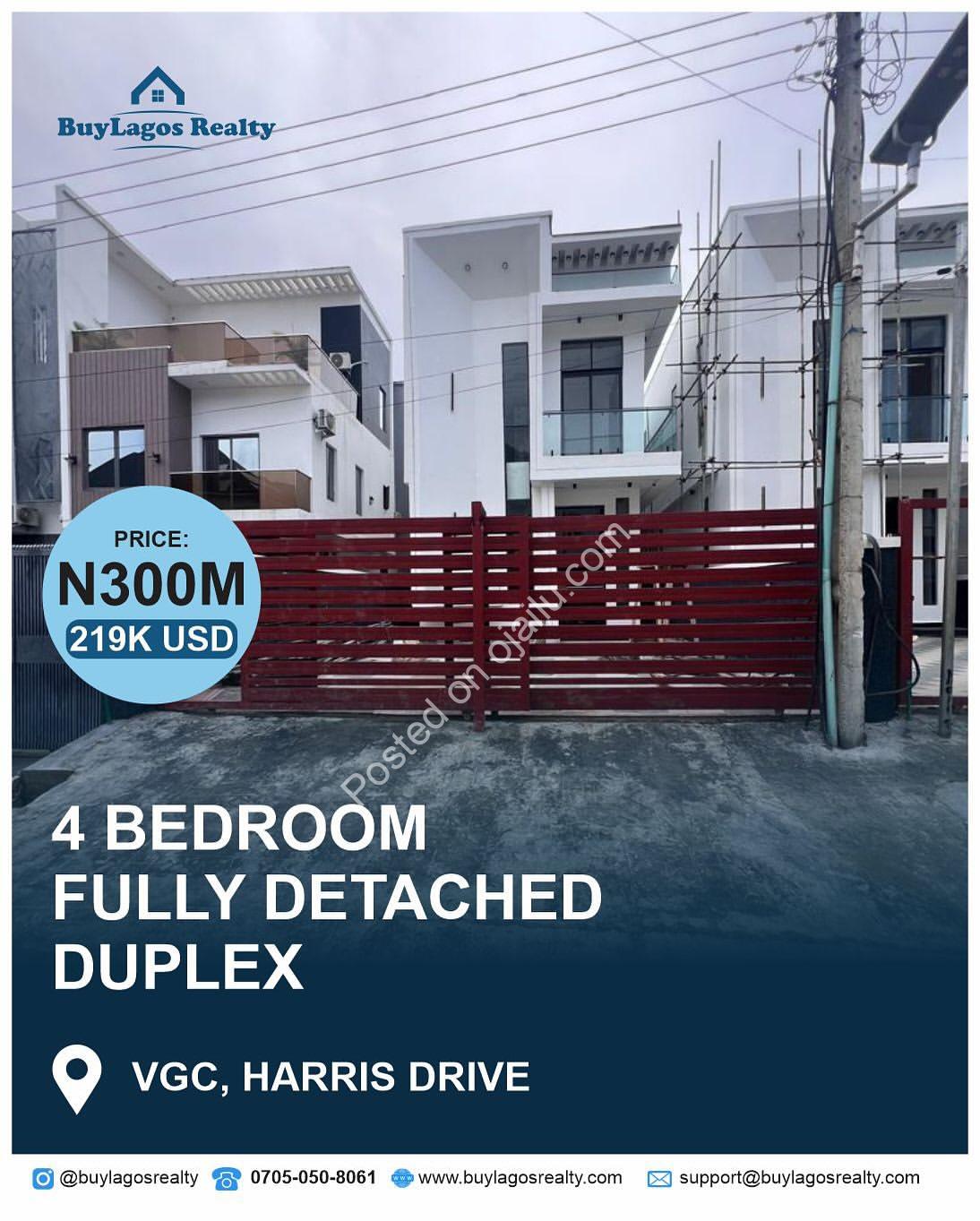Elegant 4-Bed Duplex in VGC – Yours for ₦300M