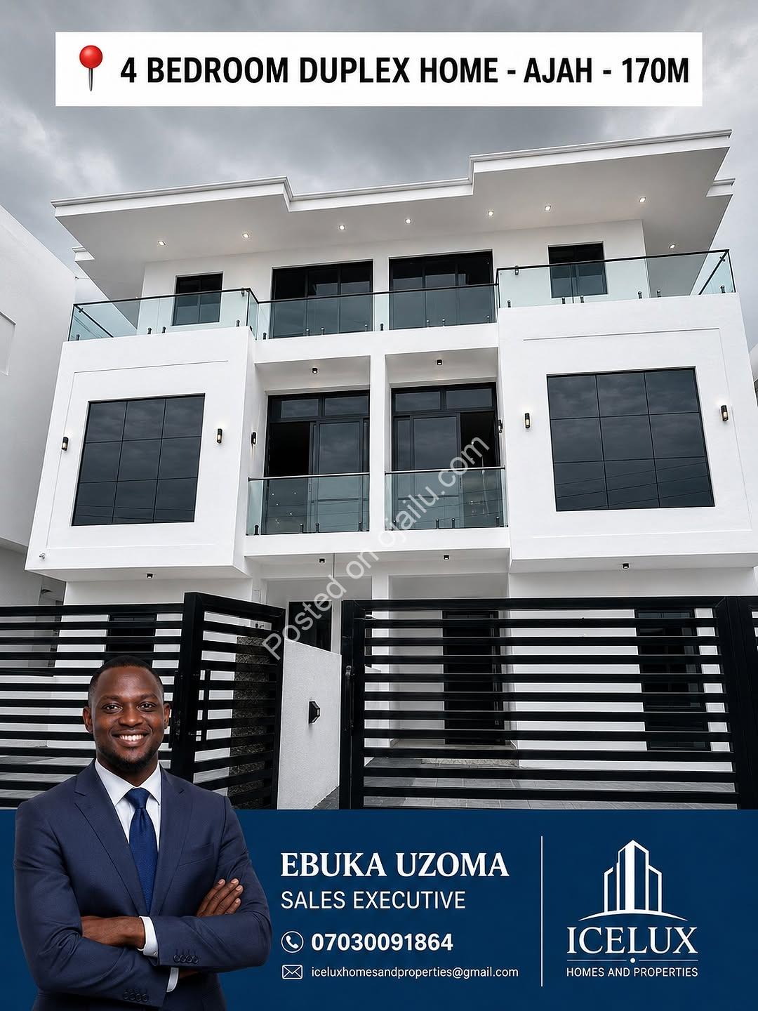 **Brand New 4-Bed Duplex in Ajah – ₦170M**