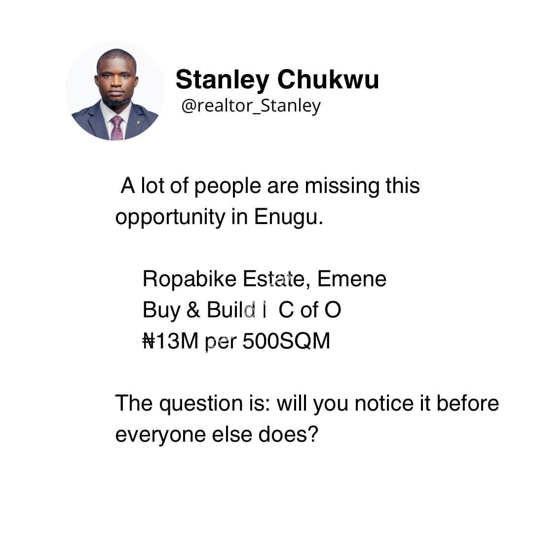 Buy Land Near Enugu Airport: ₦13M, C of O