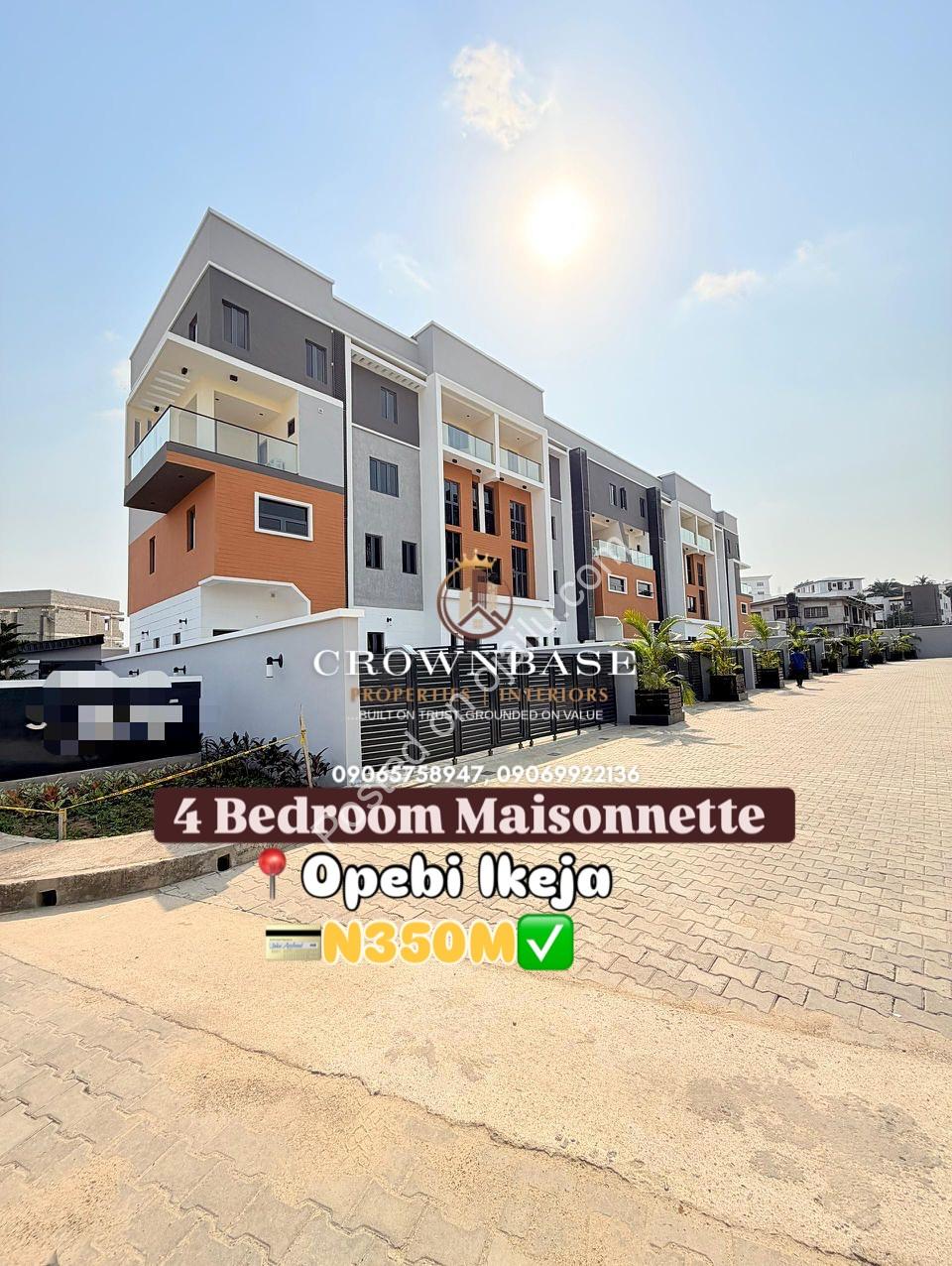 Prestigious 4-Bed Mansionette + BQ in Opebi, Ikeja