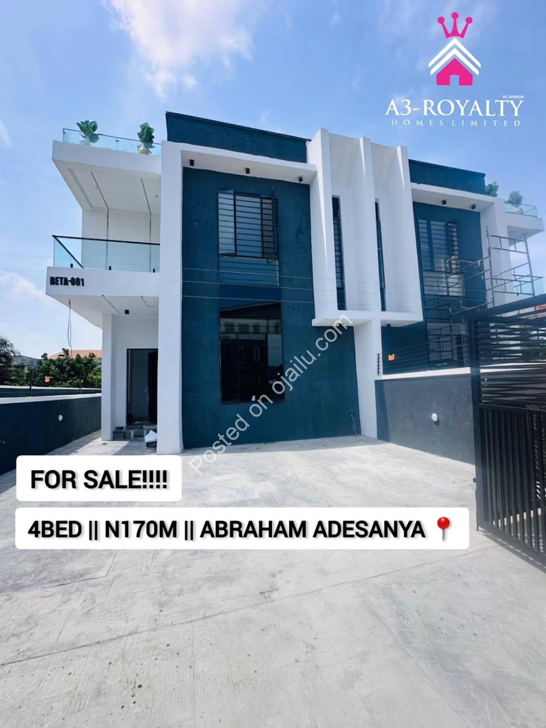 Move-In Ready: 4-Bed Duplex with BQ in Abraham Adesanya
