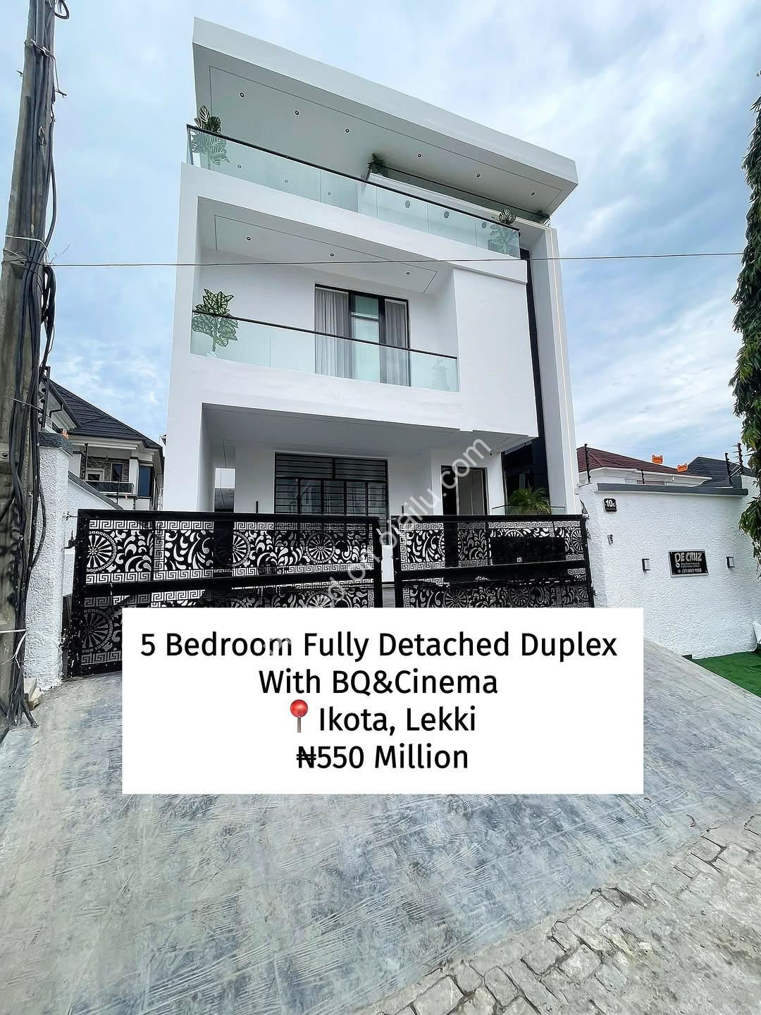 Modern Ikota Masterpiece: 5BR Fully Detached Duplex with Cinema