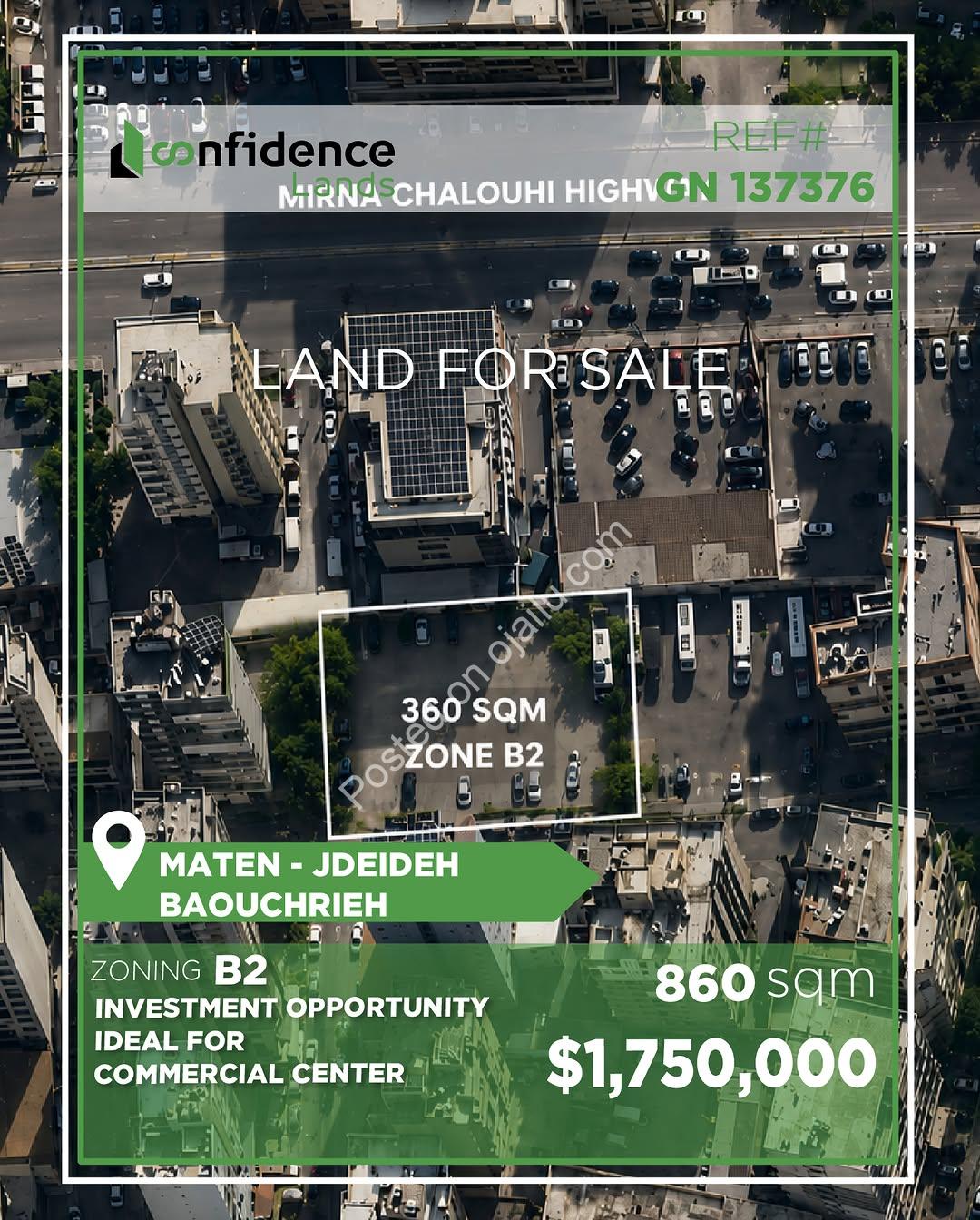 Prime Commercial Land: 860 SQM in Jdeideh