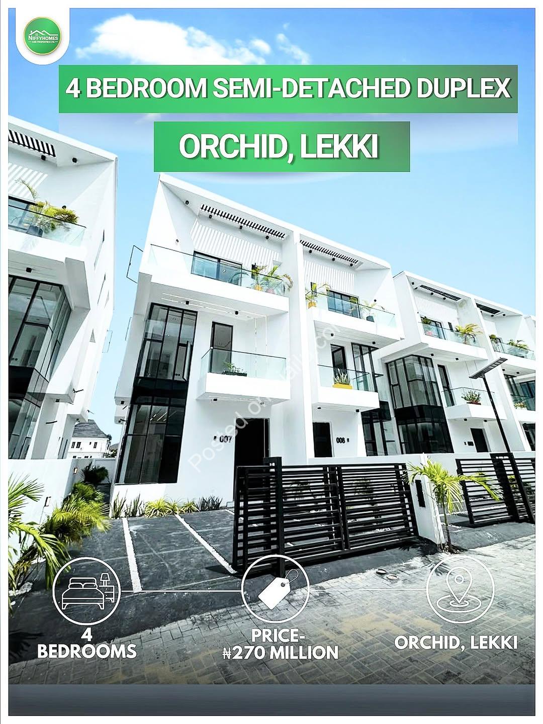 Stunning 4-Bed Semi-Detached Duplex in Orchid, Lekki
