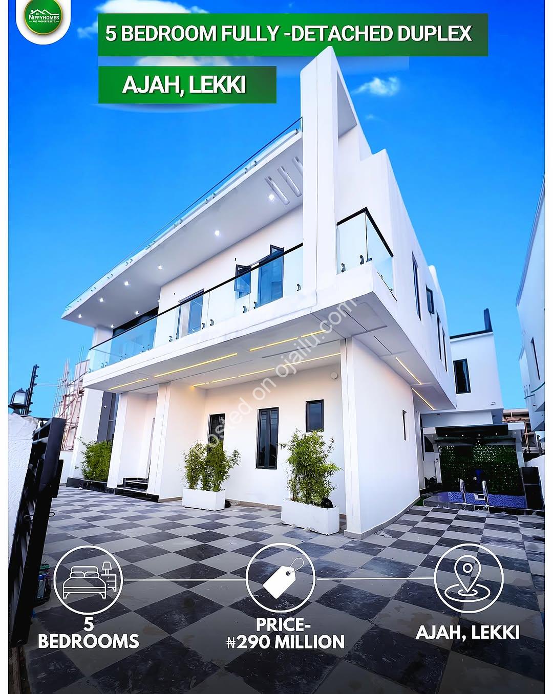 Brand New 5-Bed Duplex with Pool & Prime Ajah Location