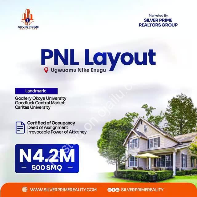 500sqm C of O Land: ₦4.2M in PNL Layout Enugu