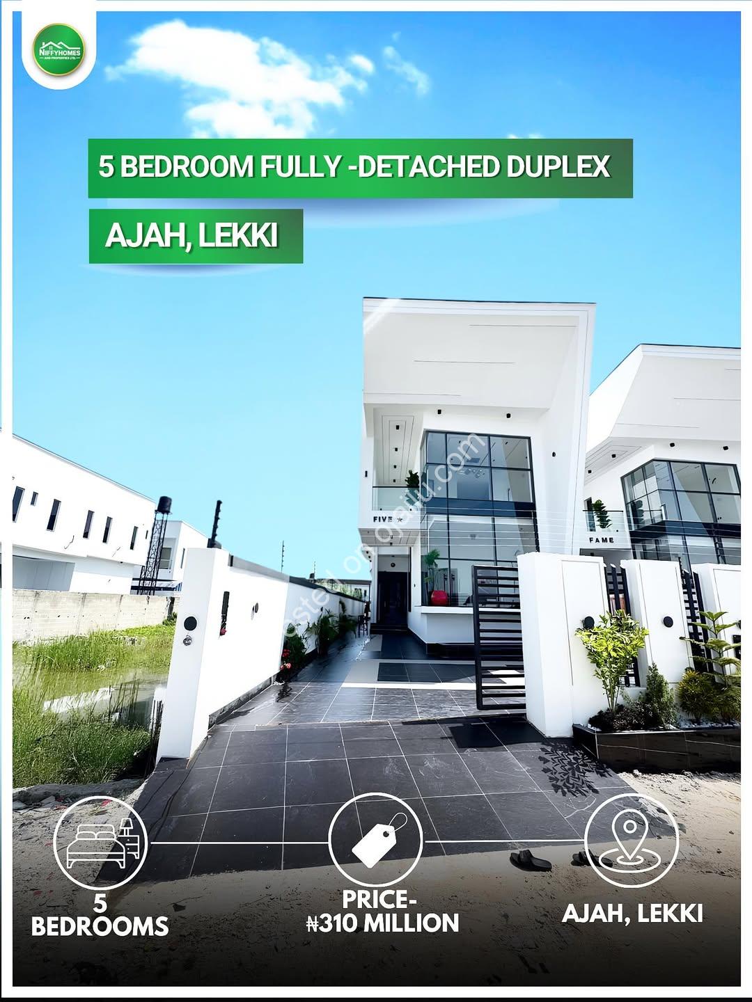 Brand New 5-Bed Duplex with Pool in Ajah