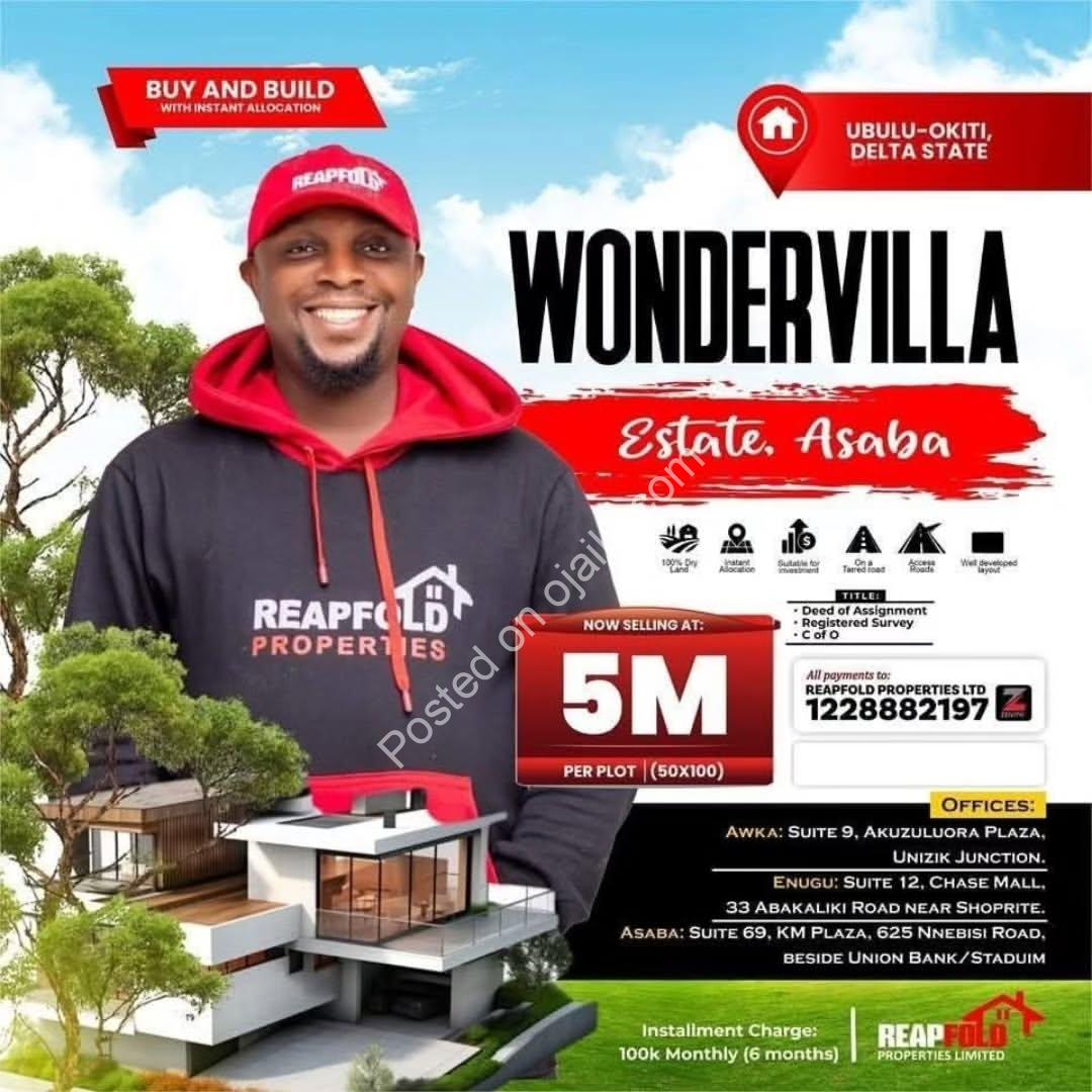 Invest in Asaba’s Rising Star: Own a 464sqm Plot at Wondervilla Estate