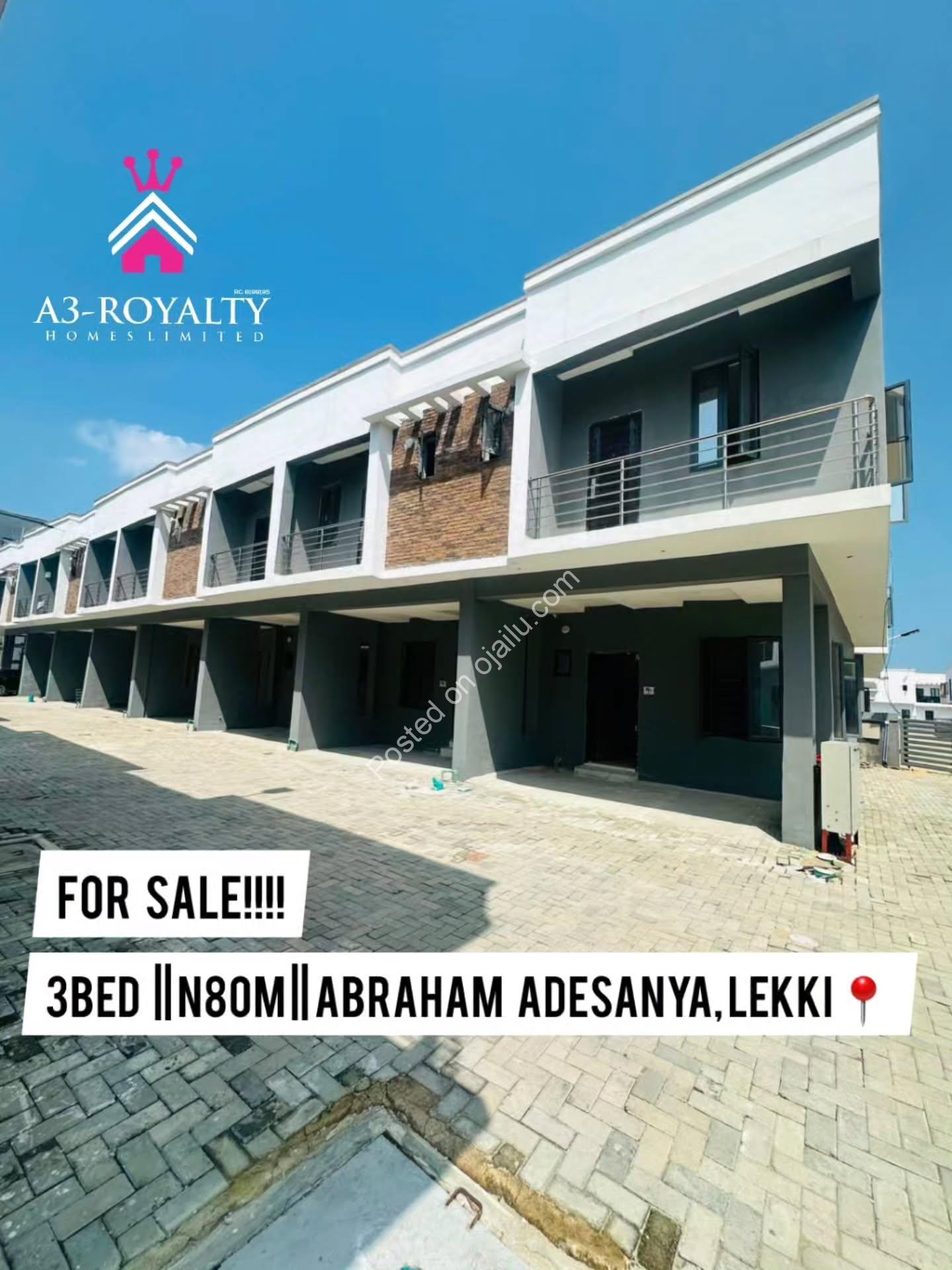 Turnkey Townhouse: 3BR Terrace + Ensuites, Lekki