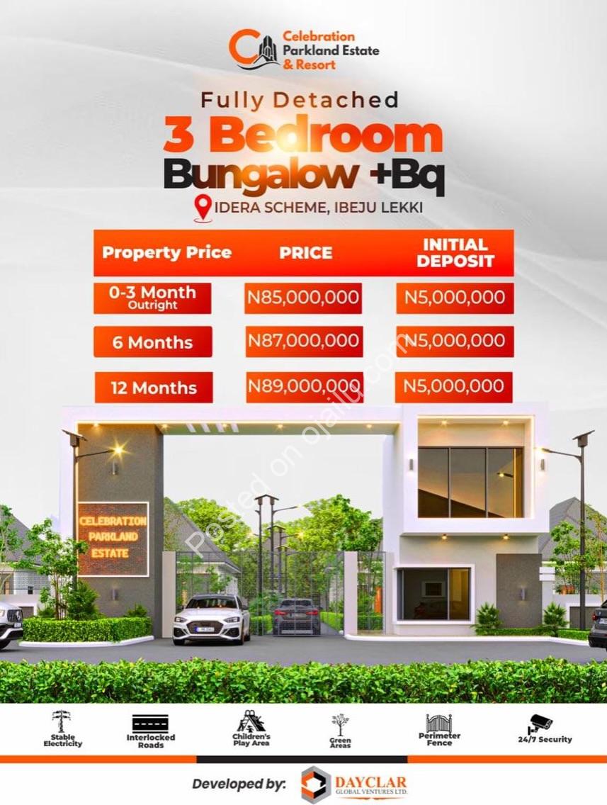 3-Bed Bungalow with BQ in Ibeju-Lekki – ₦85M