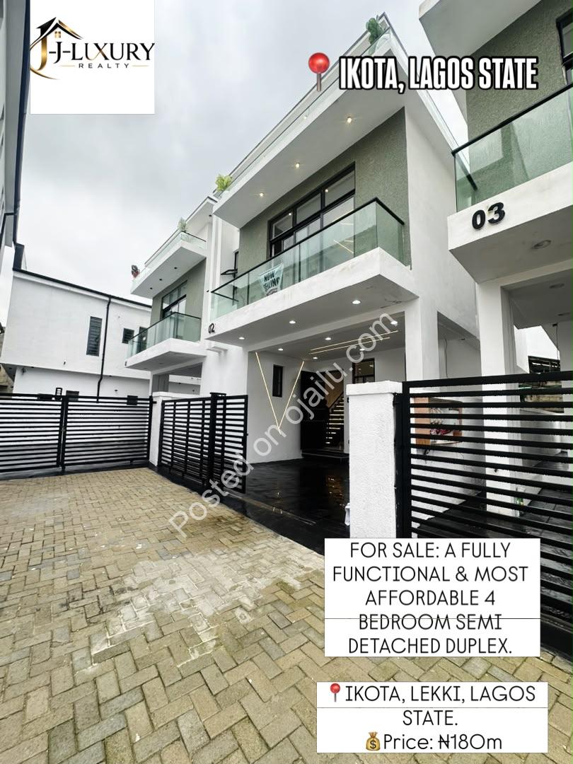 Brand New Ikota 4-Bed Duplex: ₦180M
