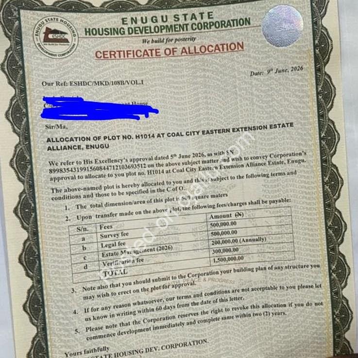 Ultimate 500SQM Smart-Builder Plot in New Enugu!