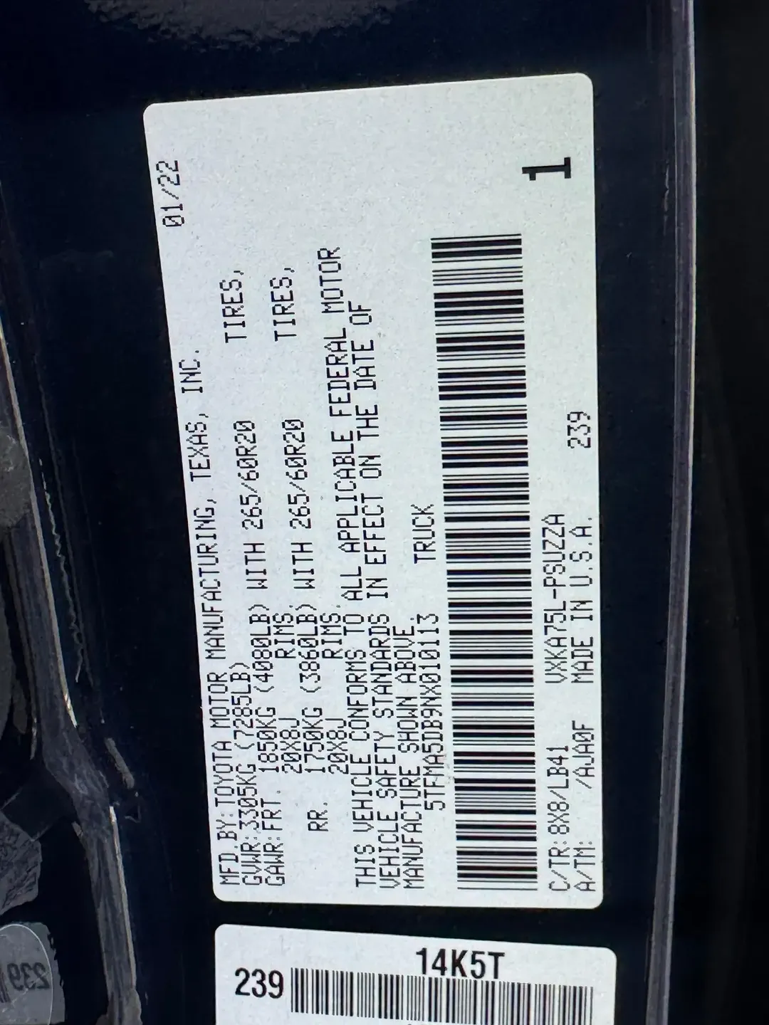 Toyota Tundra 4×4: Full Option, Original Duty 2022