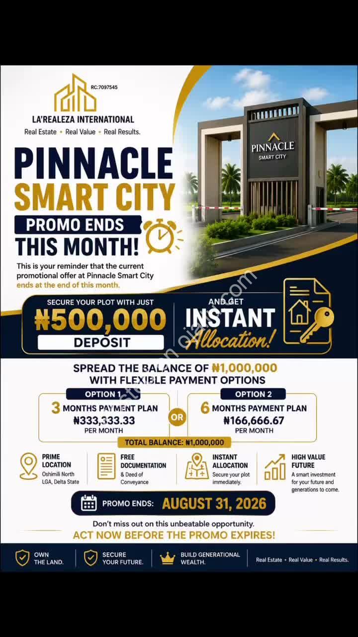 Grab Your Plot at Pinnacle Smart City for ₦500k!