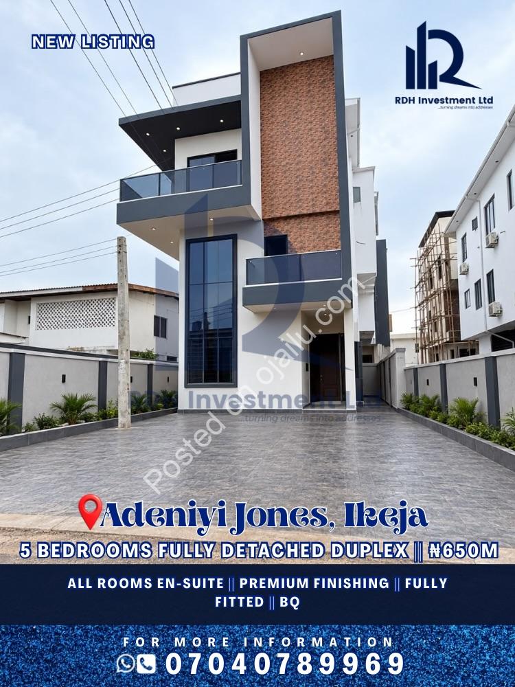 5-Bed Fully Detached Duplex + BQ in Ikeja
