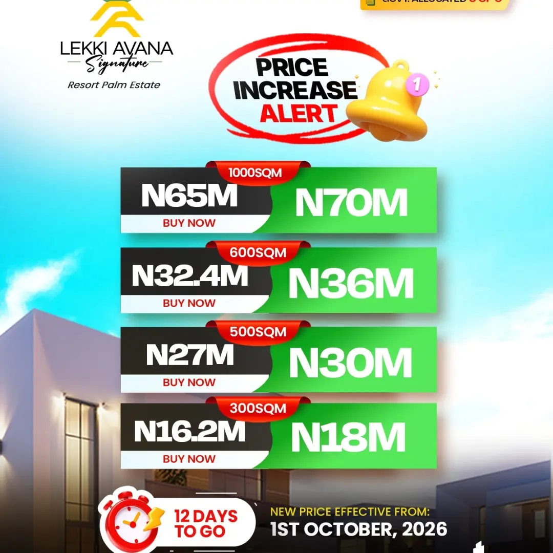 Secure Elerangbe Land at Today’s Price Before Oct 1