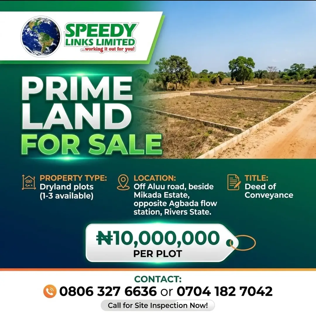 Build Your Vision on Prime Aluu Road Land – ₦10M Per Plot