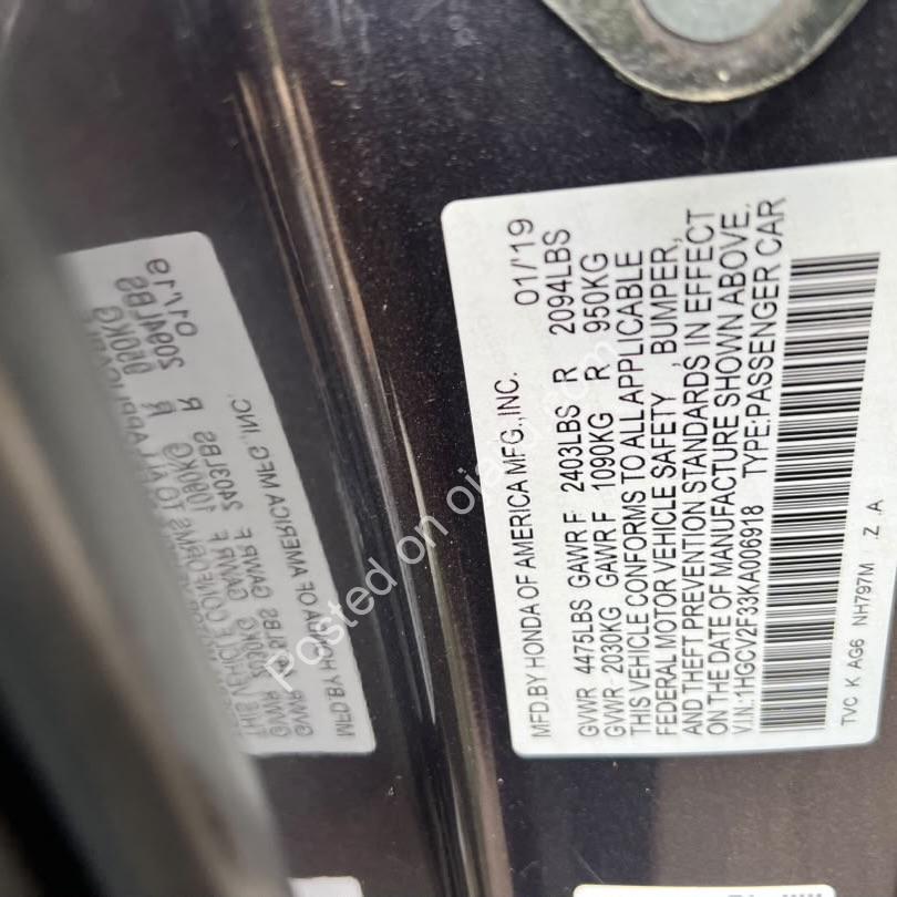 2019 Honda Accord 2.0T Sport – Full Option, Duty Paid